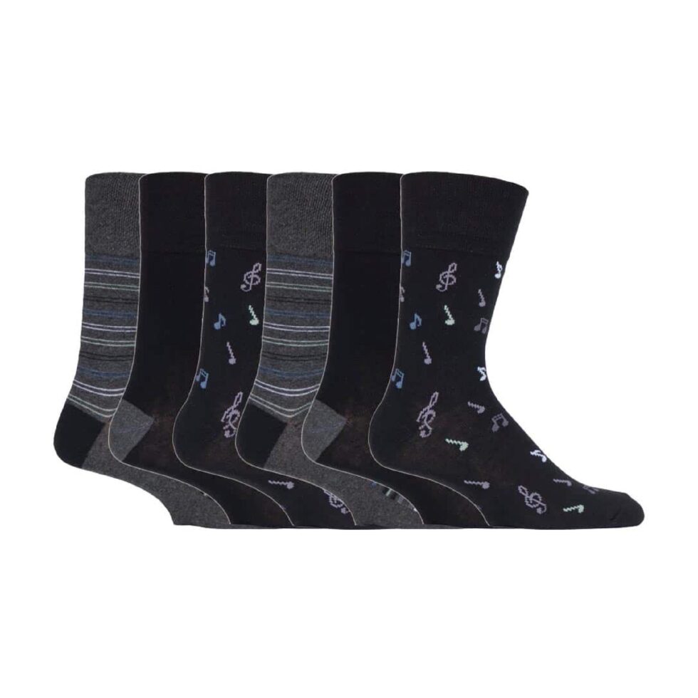 Mens Non Elastic Top Patterned Socks by Gentle Grip
